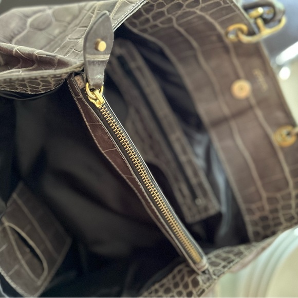 Lederer Paris embossed leather handbag in Grey. - Picture 6 of 11